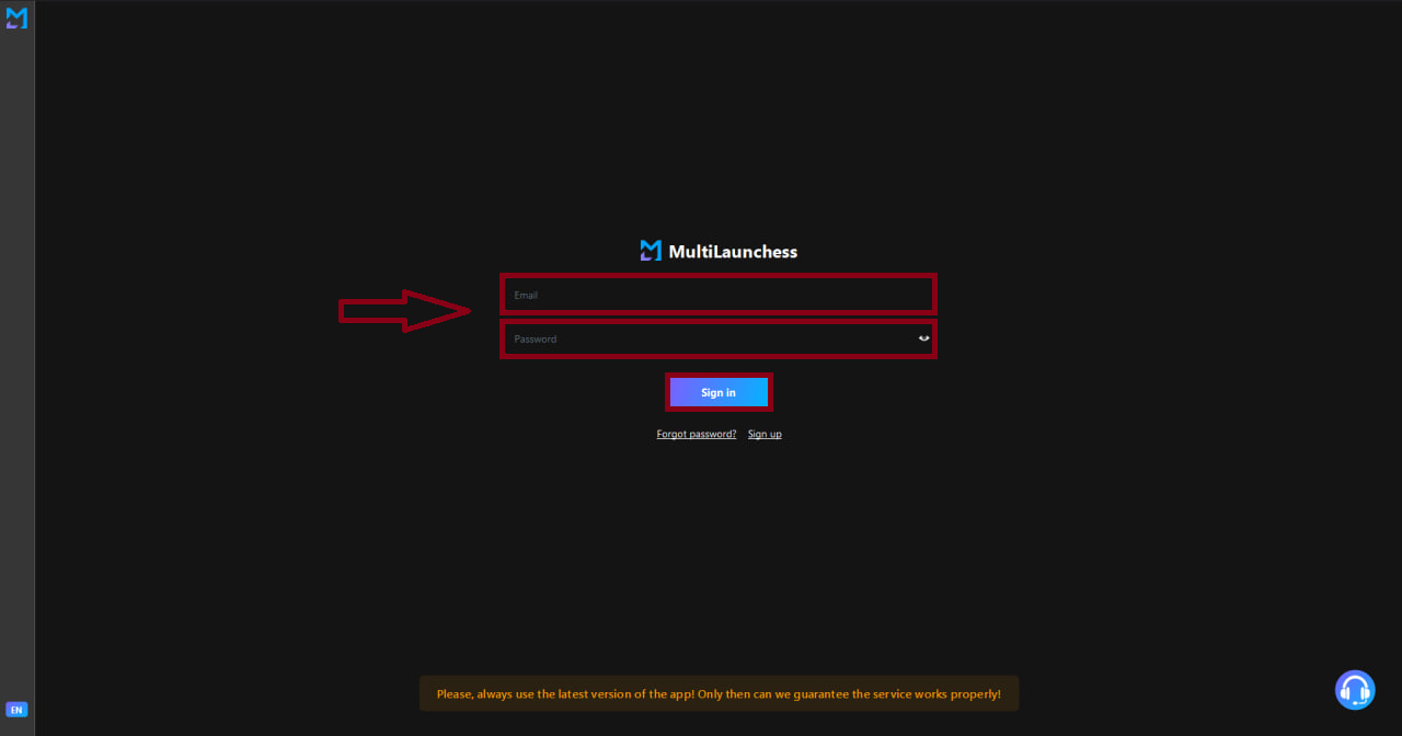 Окно авторизации